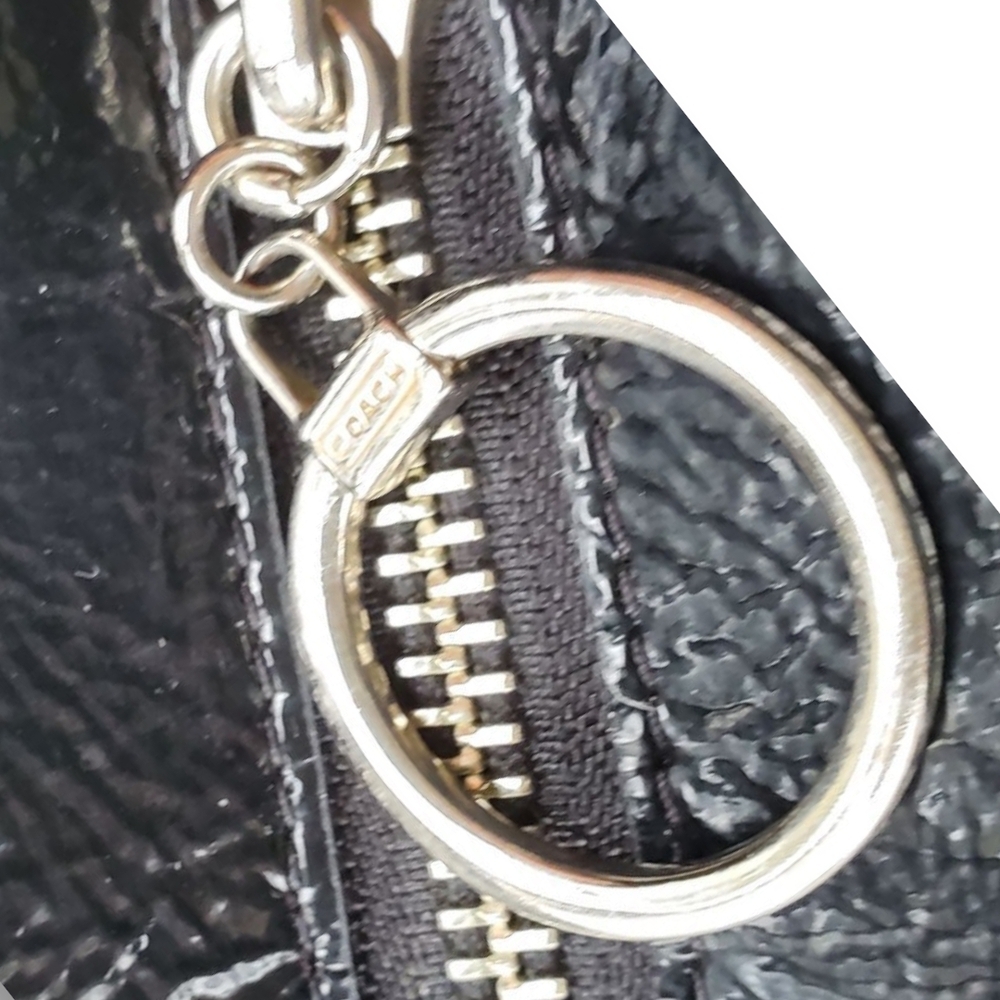 Coach 18676 Quilted Poppy Black on Black Jacquard Silver Hardware Tote Bag - Picture 11 of 17